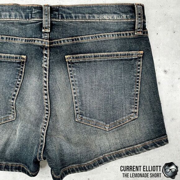 CURRENT ELLIOTT LEMONADE JEAN SHORTS SUN-FADED DENIM MINI SHORTS SIZE 24 / 0 NEW - Picture 9 of 13